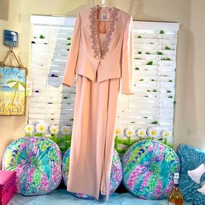 NAH NAH Collection soft pink gown & beaded jacket